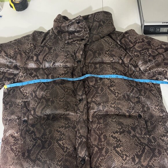 Blank NYC Brown Snakeskin Puffer Jacket Women's Size L - Picture 9 of 11